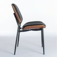 thumbnail image 3 of Hassch Faux Leather Dining Chairs, 2 Pack, Mid-Century Modern Side Chairs with Walnut Bentwood Back, Upholstered Seat and Black Metal Legs, Easy Assembly, 3 of 9