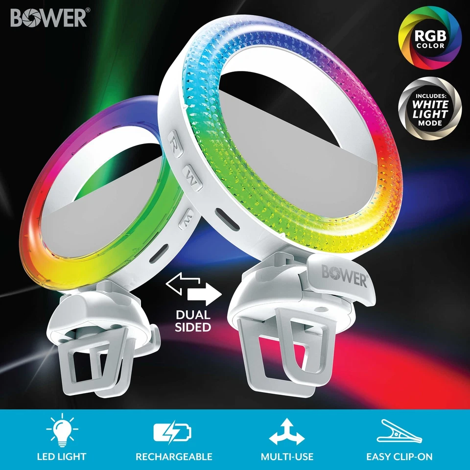Dual-Sided Led Light With Camera Mount - Rgb Colors, White Modes,4 Inches