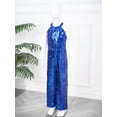 thumbnail image 3 of DPOIS Kids Girls Sparkly Halter Neck Jumpsuit Sleeevelees Pageant Romper Royal Blue 14, 3 of 7