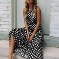 thumbnail image 2 of JINMGG Summer Dresses for Women under $10,Women Dot Printing Sleeveless O Neck Long Dress Evening Party Dress, 2 of 7