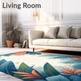 thumbnail image 2 of ODIKA 8'x10' Machine Washable Non-Slip Area Rug, Tropical Oasis Weather Resistant Decorative with Blooming Foliage High Traffic Rug, Blue, 66671, 2 of 7
