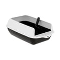 thumbnail image 4 of Caja de arena para gatos Temanina de limpieza de gatos semi cerrada portátil Bandeja de arena de arena para mascotas de latas de lado portátil para negro, 4 of 9
