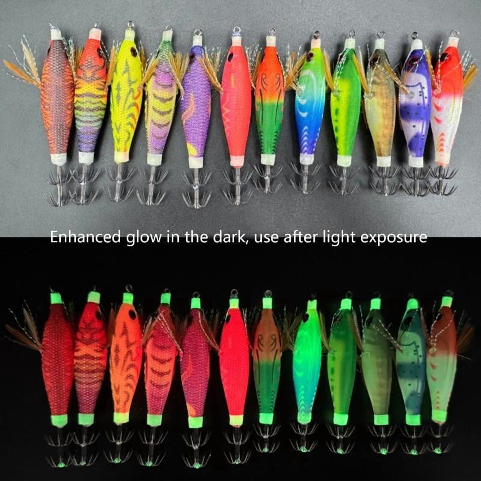 CEORPER 12PCS Realistic Plastic Squid Fishing Lures With Hook Glowing Shrimp Lures