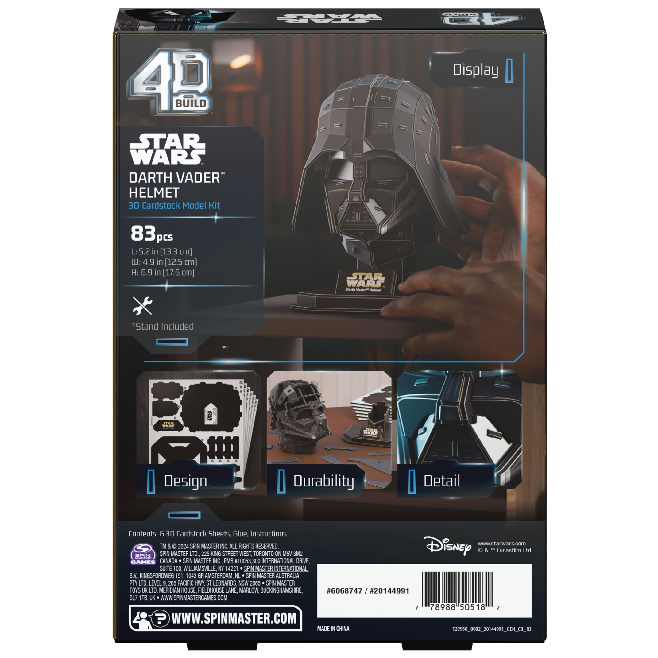 4D Build Star Wars Darth Vader 3D Cardstock Model Kit, 83 Pieces 
