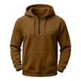 thumbnail image 2 of Mens Fleece Lined Sweatshirts Quarter Zip Drawstring Hoodie Fashion Casual Fall Sweatshirt Coffee L, 2 of 6