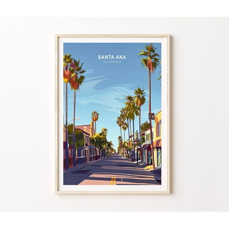 Santa Ana California Downtown Cityscape Travel Wall Art Decor, Unframed Paper Poster 8x10in