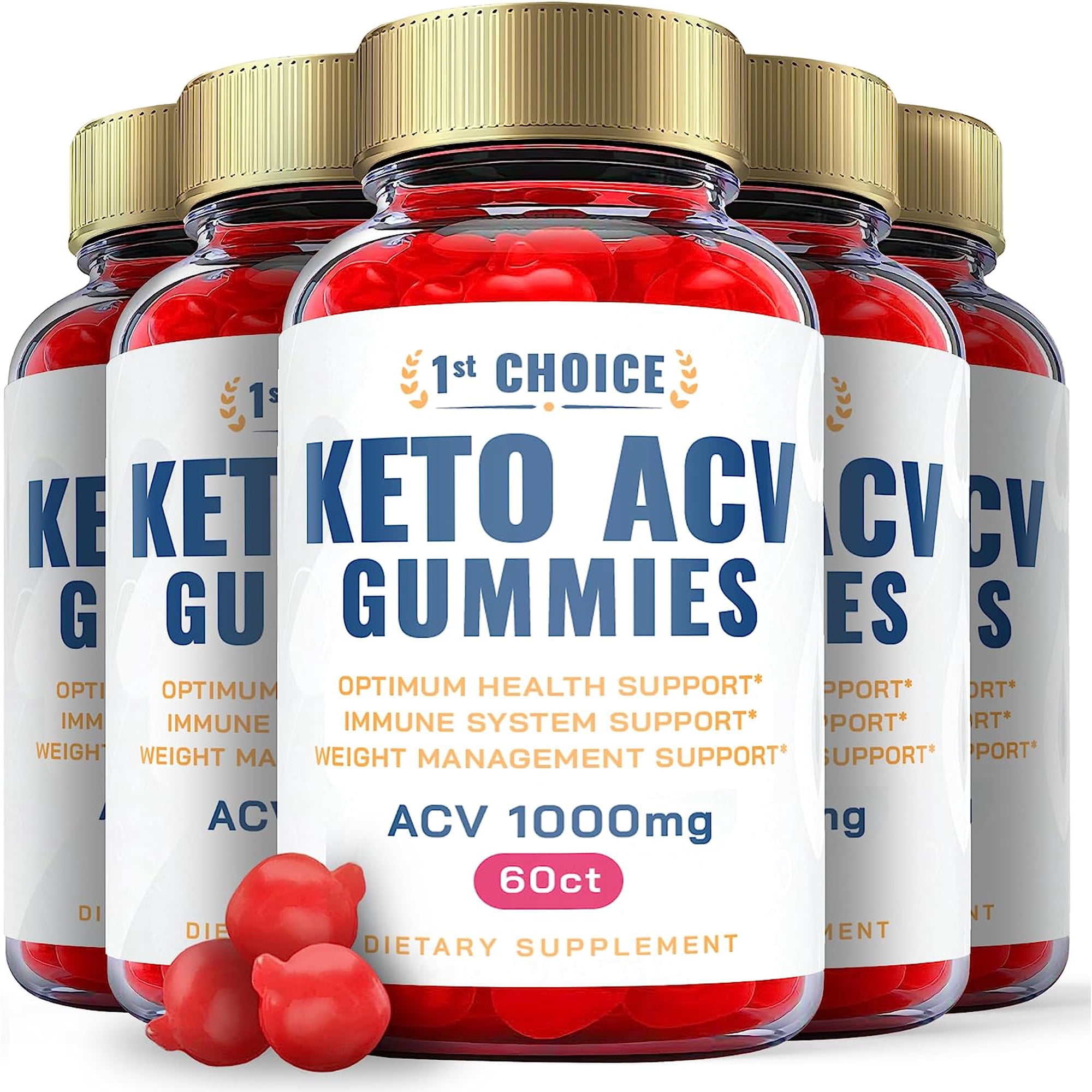 (5 Pack) 1st Choice Keto ACV Gummies - Supplement for Weight Loss - Energy & Focus Boosting Dietary Supplements for Weight Management & Metabolism - Fat Burn - 300 Gummies