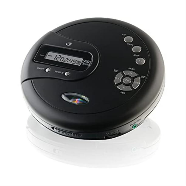 Reproductor de CD portátil GPX PC332B con radio FM - Negro
