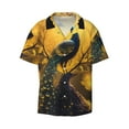 thumbnail image 3 of Goofa Elegant Gold Leaf Peacock Printed Men's Casual Short-sleeved Shirt,Lightweight Breathable Button-down,Summer Casual men's top,Versatile Fashion shirt-Medium, 3 of 7