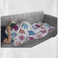 thumbnail image 5 of Feminine Soft Flannel Fleece Blanket, Cat Heads Silhouettes with Stars Dots and Stripes Checked Patterns Patchwork, Cozy Plush for Indoor and Outdoor Use, 70" x 90", Fuchsia and Blue, by Ambesonne, 5 of 5