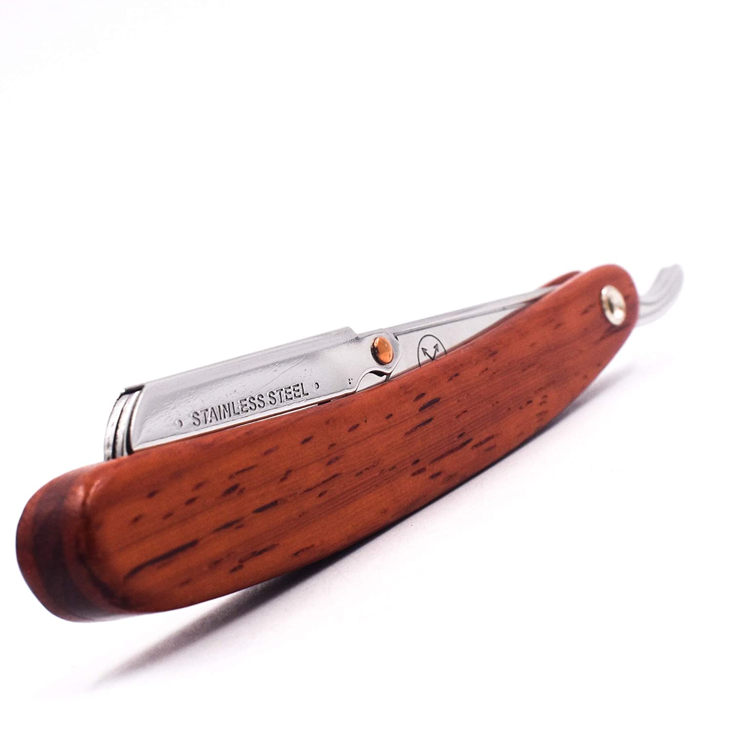Parker's Men Rosewood Handle Barber Straight Razor & 5 Parker Razor Blades