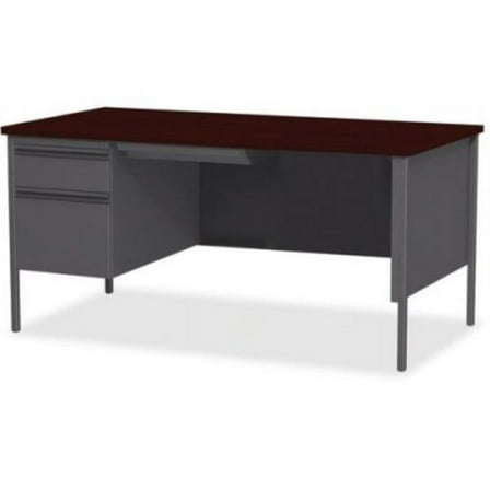 30 x 66 in. Fortress Series Left-Pedestal Desk, Black Walnut, Laminated & Walnut