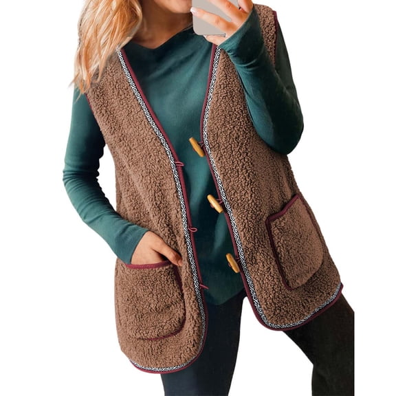 Woman Vest Womens Vest Button Down Sleeveless Fuzzy Vest Women Cute Fall Outfits Warm Vest for Women