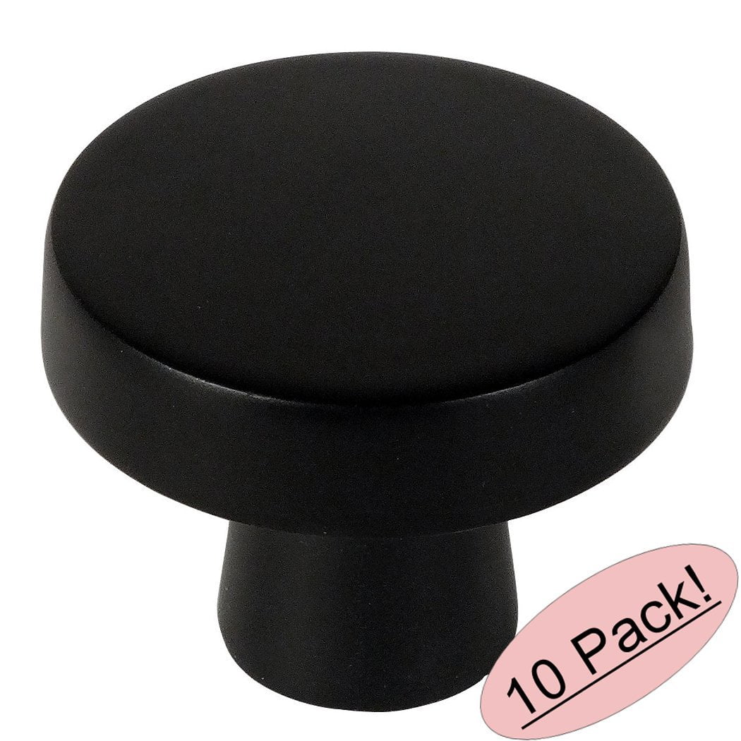 Cosmas 5234FB Flat Black Contemporary Round Knob Diameter 11/4