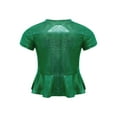 thumbnail image 2 of Zaldita Kids Girls Metallic Short Sleeve T-Shirt Cheerleading Jazz Hip Hop Dance Tops Disco Party Shirts Blouse Green 3-4, 2 of 3