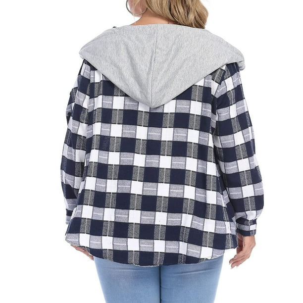 Plaid flannel shop hoodie women's