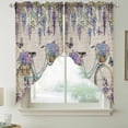 thumbnail image 2 of Purple Flowers Swag Valances for Windows, Kitchen Curtains 36 Inch Length 2 Panels Set, Weeping Spring Floral Bicycle Retro Art Short Curtains for Small Windows Rod Pocket Cafe Curtains 28"x36", 2 of 8