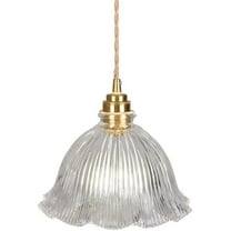 Flower Shape Clear Glass Pendant Light, Nordic Modern Transparent Glass Pendant Lamp, Simple Farmhouse Pendant Lighting for Dining Room, Rustic Pendant Light Fixture for Kitchen Island Sink Over Table