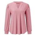 thumbnail image 6 of Women's Long Sleeve T Shirts Novelty Trendy Solid Color V-Neck Pullover Tunic Blouses Relaxed Fit Casual Workout Basic Tunics, 6 of 6