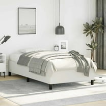 vidaXL Twin Bed Frame, Faux Leather Upholstered Platform Bed Frame, White, No Mattress