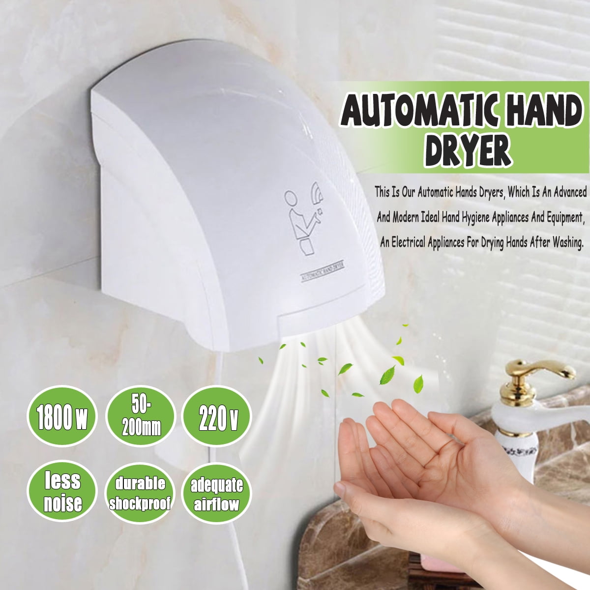 Grtsunsea Hand Dryer Household Hotel Automatic Infared Sensor Bathroom