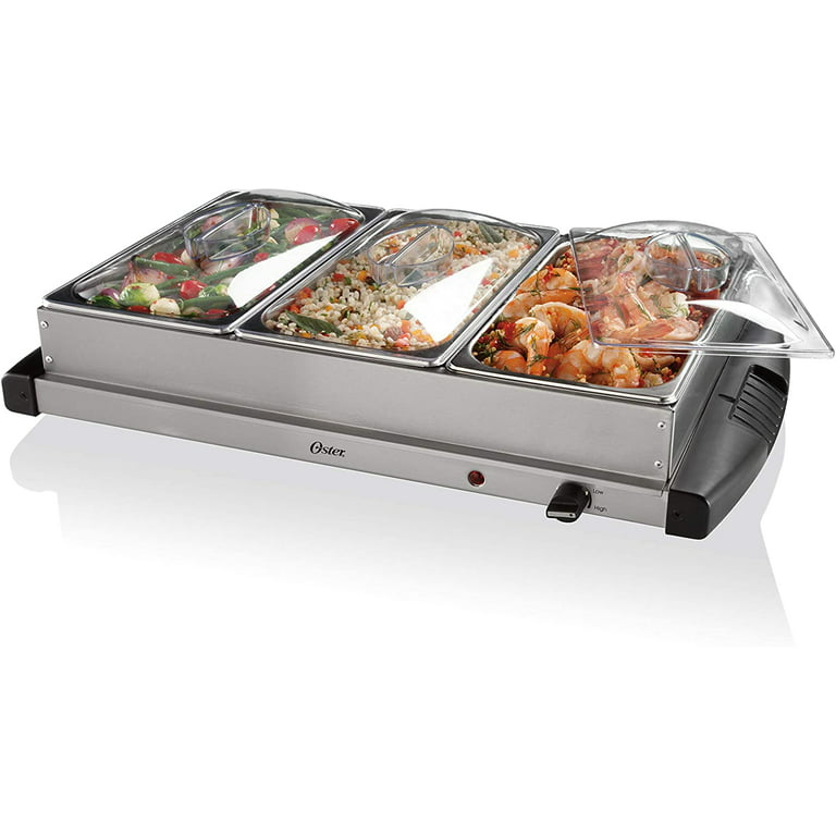 3 Pan Food Warmer Buffet Server Hot Plate 3 Tray Adjustable Temperature  300W