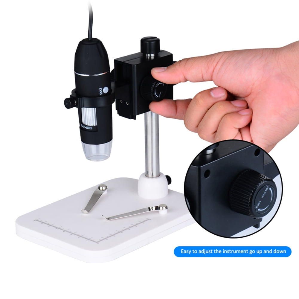 WY-YAN HZR 1000X 8 LEDs USB Digital Continuous Zoom Microscope Magnifier with Adjustable Aluminium Alloy Stand