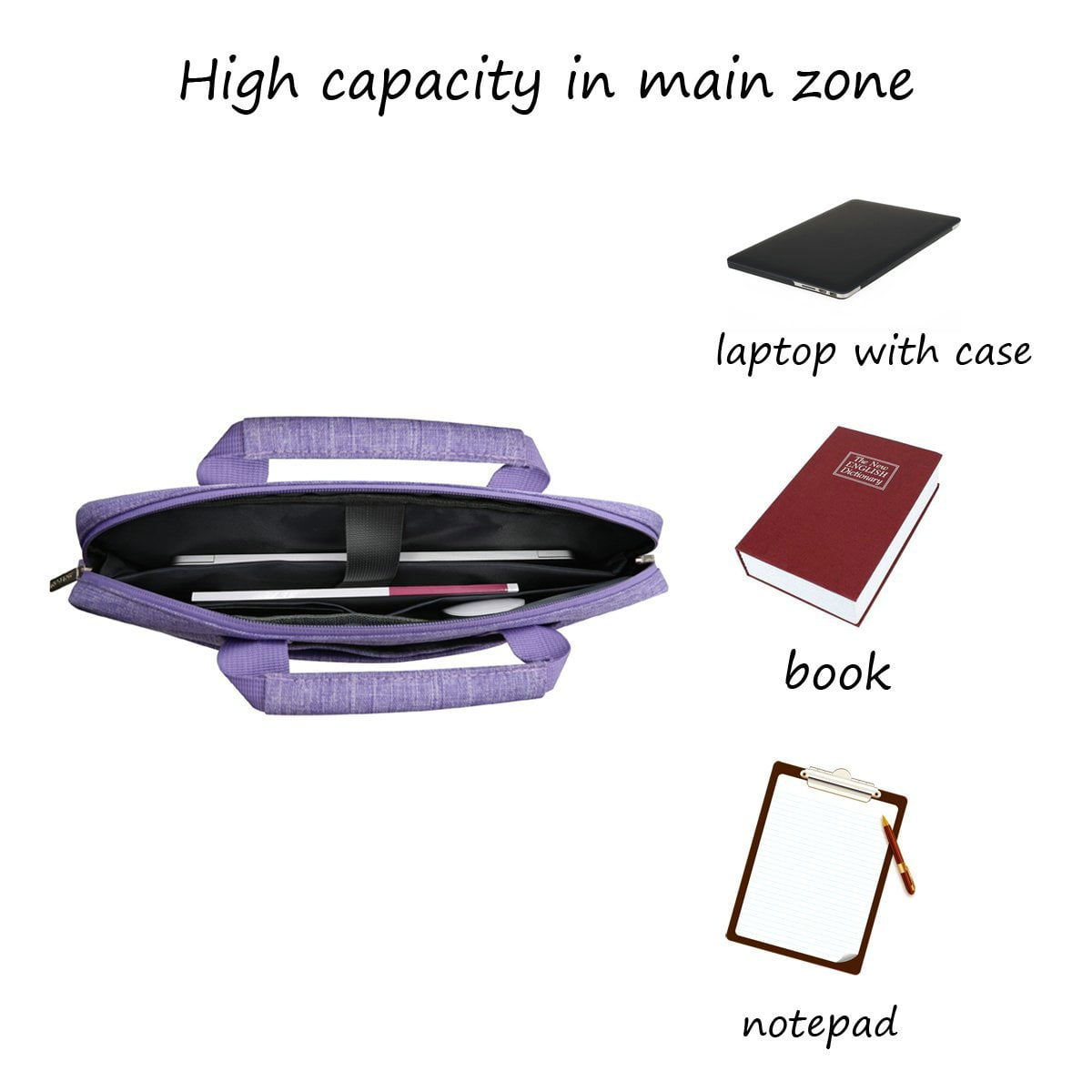Mosiso Messenger Laptop Shoulder Bag for 15-15.6 Inch new MacBook Pro Notebook Compatible with 14 Inch Ultrabook Polyester Briefcase with Adjustable Depth at Bottom,Purple