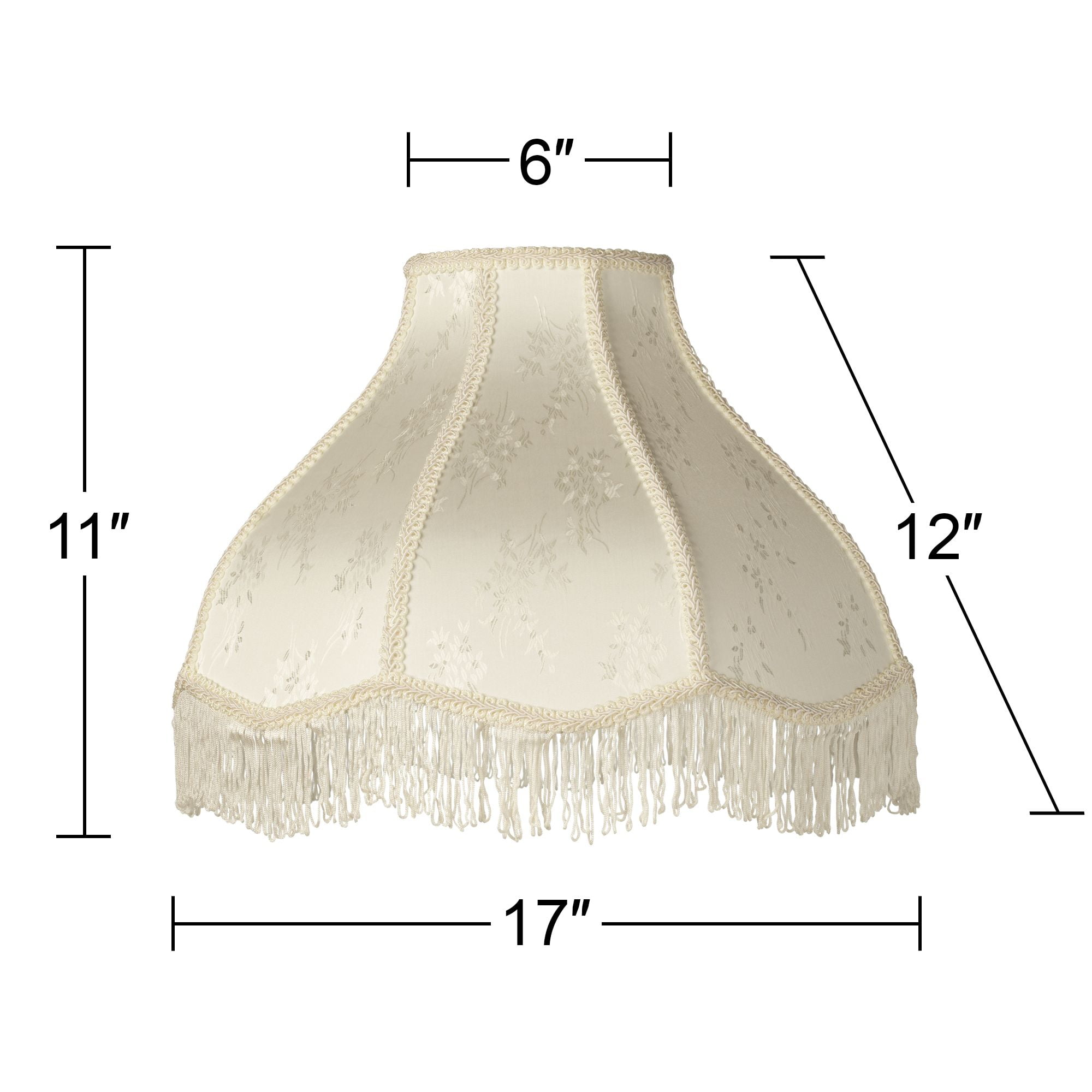 Springcrest Set of 2 Scallop Dome Lamp Shades Cream Large 6" Top x 17" Bottom x 11" High Spider Replacement Harp and Finial Fitting