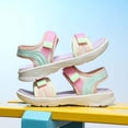 thumbnail image 6 of WEIGFI Children'S Sandals Open Toe Patchwork Summer Fashion Outdoor Soft Sole Breathable Wear Comfort Casual Walking Adjustable Strap Adorable Beach Shoes,Pink,9-9.5 Years, 6 of 9