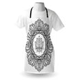 thumbnail image 4 of Ethnic Apron, Monochrome Mandala Inspired Floral Ornaments Graphic Plain Background, Unisex Kitchen Bib with Adjustable Neck for Cooking Gardening, Adult Size, Charcoal Grey and White, by Ambesonne, 4 of 4