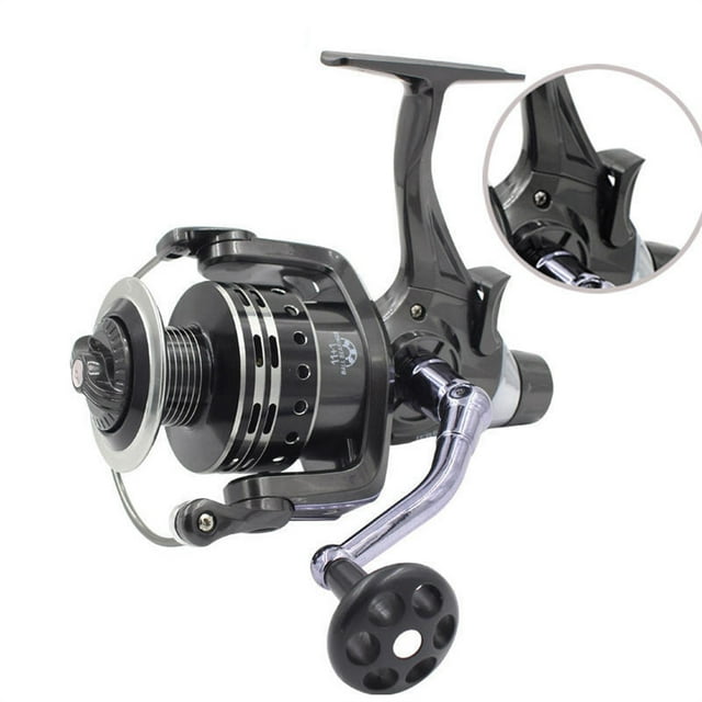 Double Brake Design Front and Rear Fishing Reel Super Strong Carp Fishing Feeder Spinning Reel Spinning Wheel Type Fishing Wheel ,Rigid Aluminum Skeletal Frame