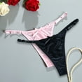 thumbnail image 2 of felwors Satin G String Thongs 2-Pack for Women Sexy Plus Size Panties Low Rise Underwear Cheeky Chain Bikini Hipsters(Pink, M), 2 of 9