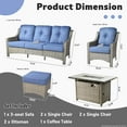 thumbnail image 4 of Ovios 5 Pieces High-Back Outdoor Patio Furniture with Fire Pit All Weather Wicker Conversation Furniture with Sofa for Backyard, 4 of 9