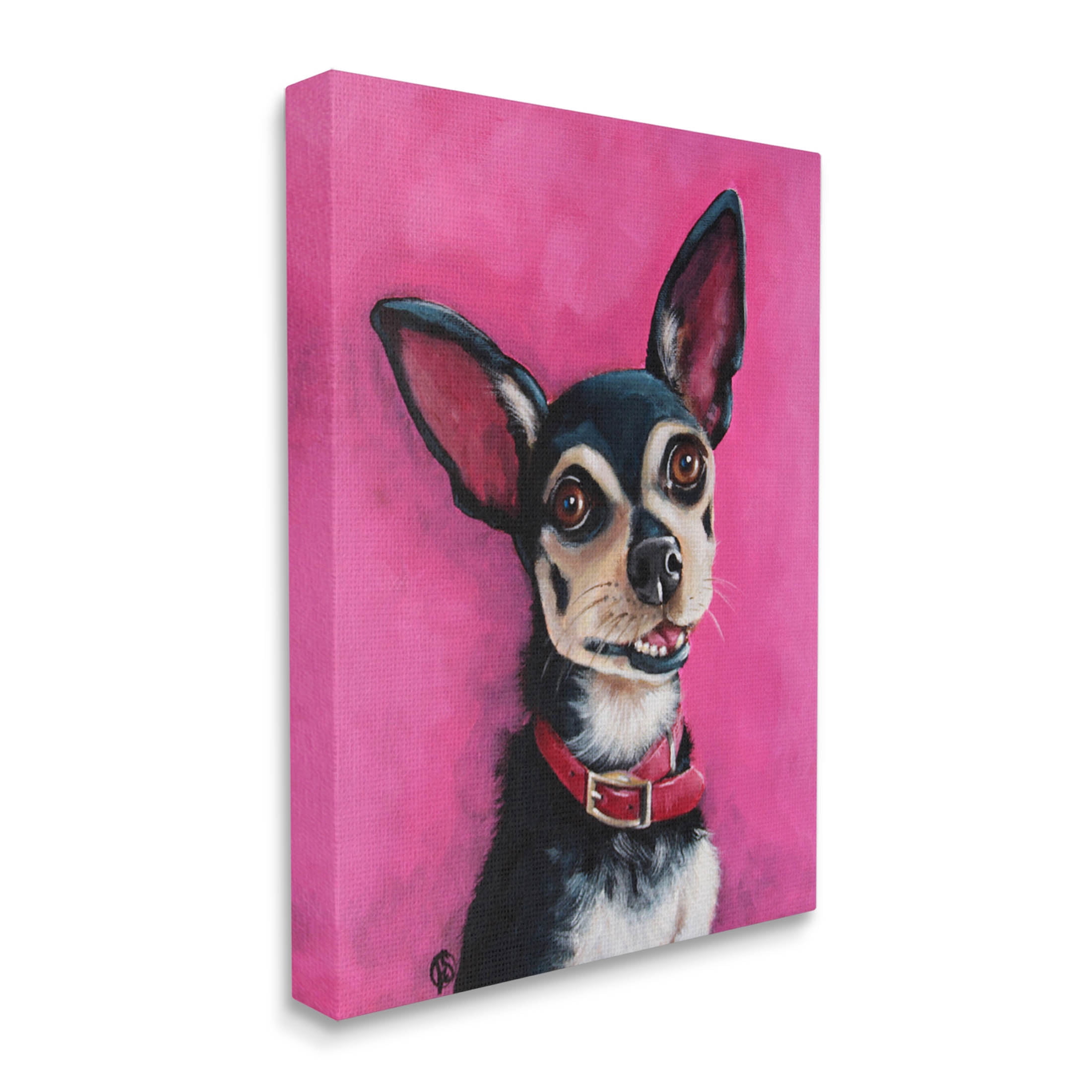 Stupell Industries Bold Pink Chihuahua Portrait Painting Gallery Wrapped Canvas Print Wall Art, Design by Lucia Stewart