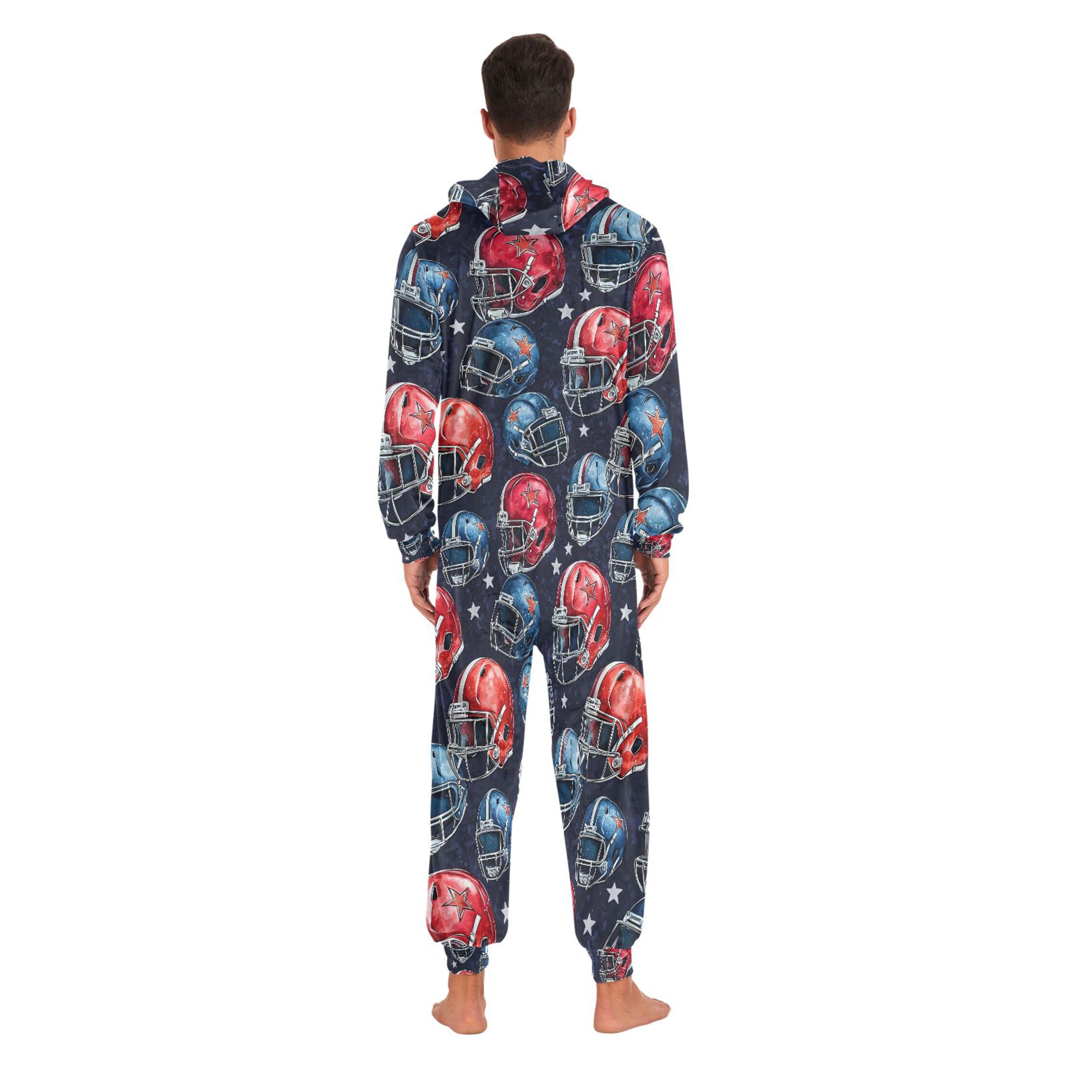 joogoo Football Helmet Unisex Adults Onesies Pajamas Jumpsuits XL