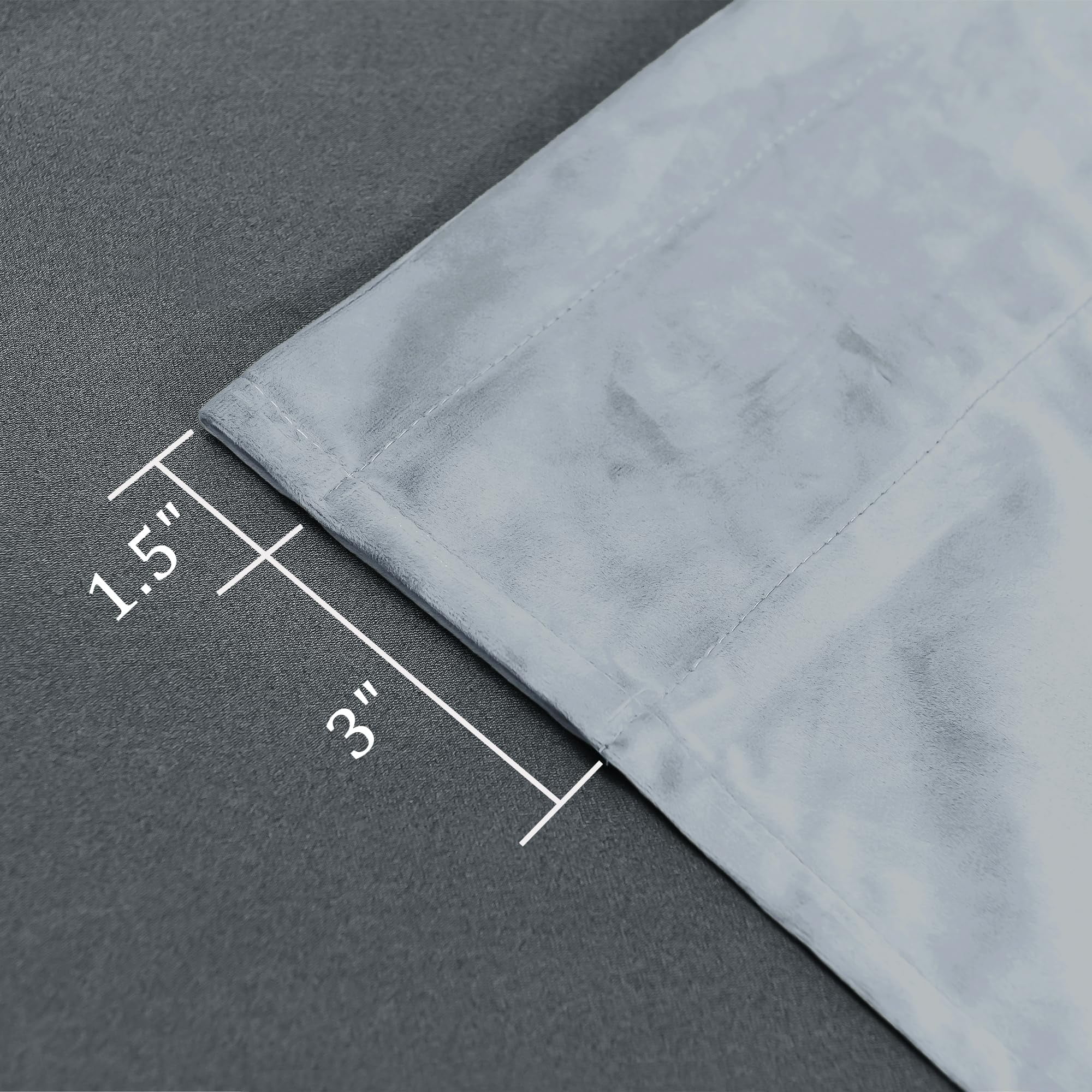 Hiasan Luxury Velvet Curtain with Tiebacks-Blackout Curtains for Bedroom/Living Room, Stone Blue, Rod Pocket, 52" x 72", Set of 2