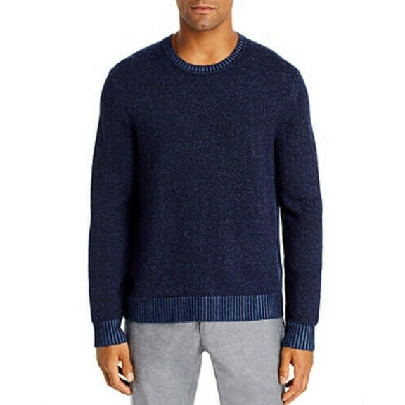 Dylan Gray Men Sweater Plaited Crewneck Waffle-Tight Knit Navy Blue Size S $198