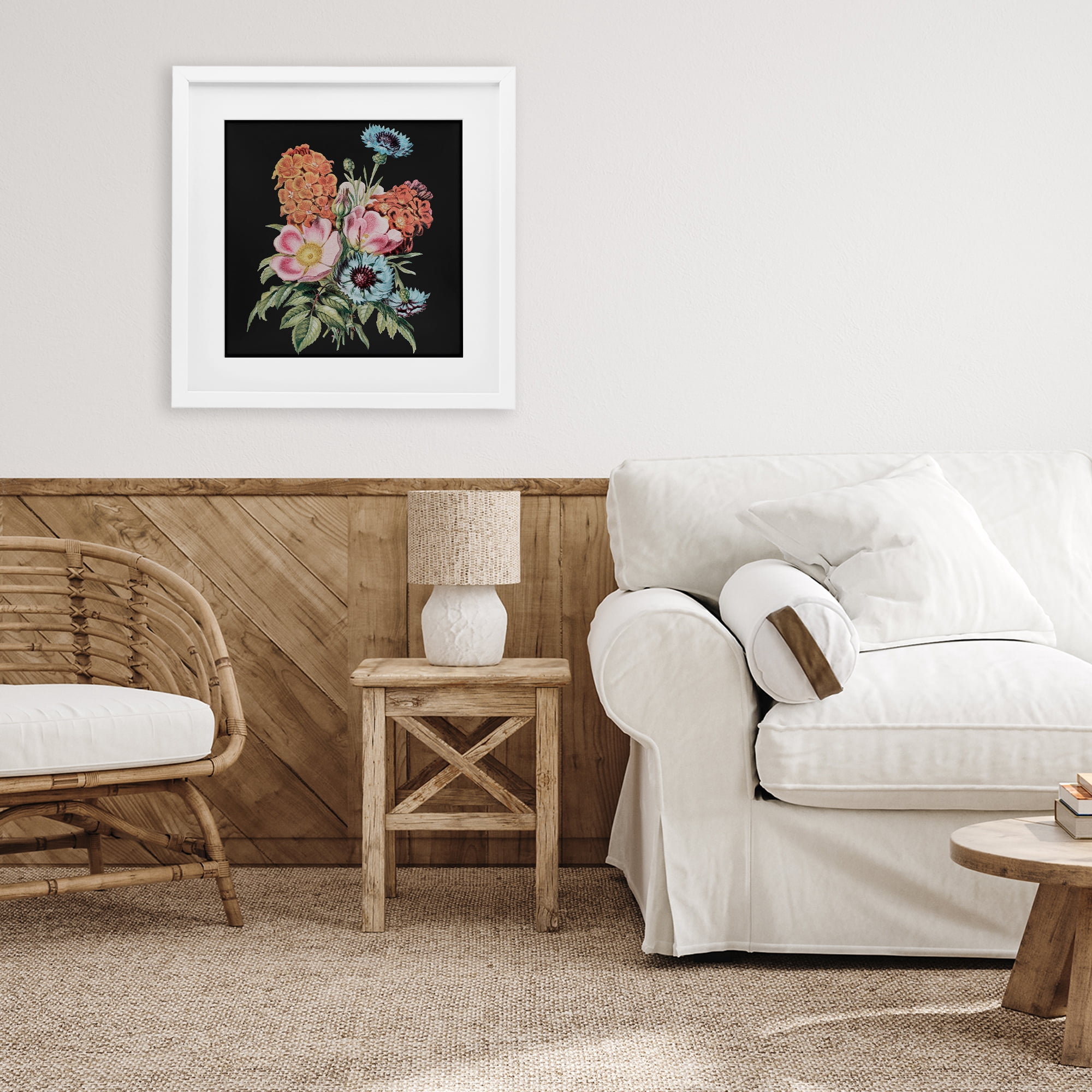 Stupell Industries Vintage Bouquet Study over Black White Framed Print Under Glass, design by Dan Meneely