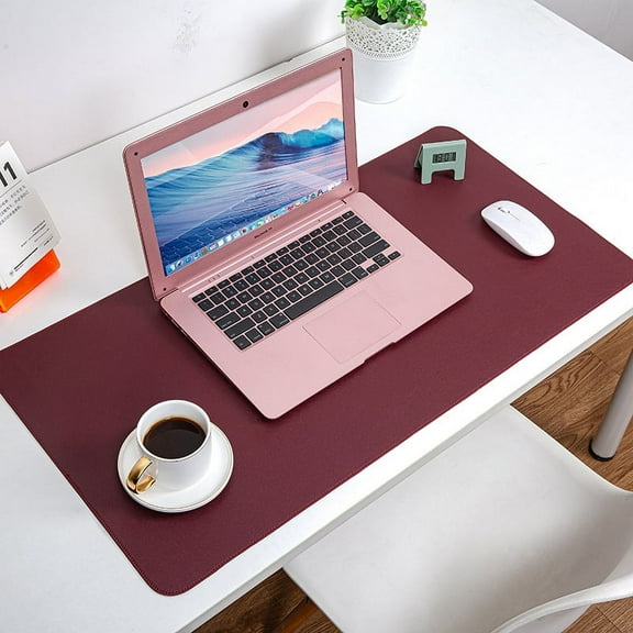 Zhuge Leather Desk Pad Protector,Mouse Pad,Office Desk Mat, Non-Slip PU Leather Desk Blotter,Laptop Desk Pad,Waterproof Desk Writing Pad for Office and Home- Wine Red, 35.4"x17.7"