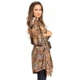 thumbnail image 4 of Sakkas Janis Women's Lightweight Open-Front Amazing Print Cardigan Sweater Pockets - 594-Brown - L/XL, 4 of 5