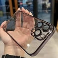 thumbnail image 2 of Compatible with iPhone Case,Glitter Electro Plated Frame Clear Camera Lens Protection Soft Shockproof Cover Phone Case (Black,iPhone 11), 2 of 7