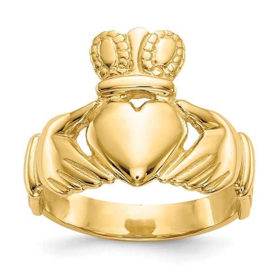 Auriga Fine Jewelry 14K Yellow Gold Men's Claddagh Ring for Women Size 10