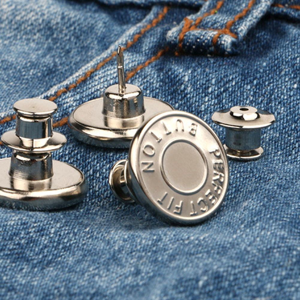 Retractable Instant Jeans Button Pins Replacement Removable No Sew Stapleless Metal Buttons for Pants Sewing Crafts DIY Clothes O9S1