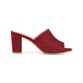 thumbnail image 3 of BLISSFUL STEP Women's Slide Heels Mules Slip on Block Heel Sandals Burgundy 9.5, 3 of 6