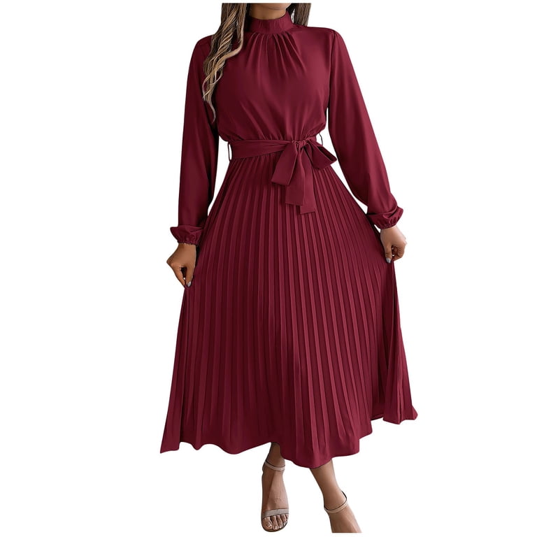 BSDJILFG Womens Casual Dresses for Juniors Loose Fit Long Sleeve Pleated Swing Flowy High Waist Dress Christmas - Walmart.com BSDJILFG Womens Casual Dresses for Juniors Loose Fit Long Sleeve Pleated Swing Flowy High Waist Dress Christmas - Walmart.com