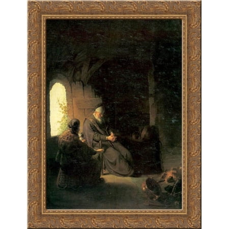 Anna and the Blind Tobit 20x24 Gold Ornate Wood Framed Canvas Art by Rembrandt