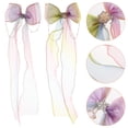 thumbnail image 3 of 2pcs Bow Hair Clips Girls Hairpins Small Bows Clips Women Barrettes with Long Ribbon, 3 of 8