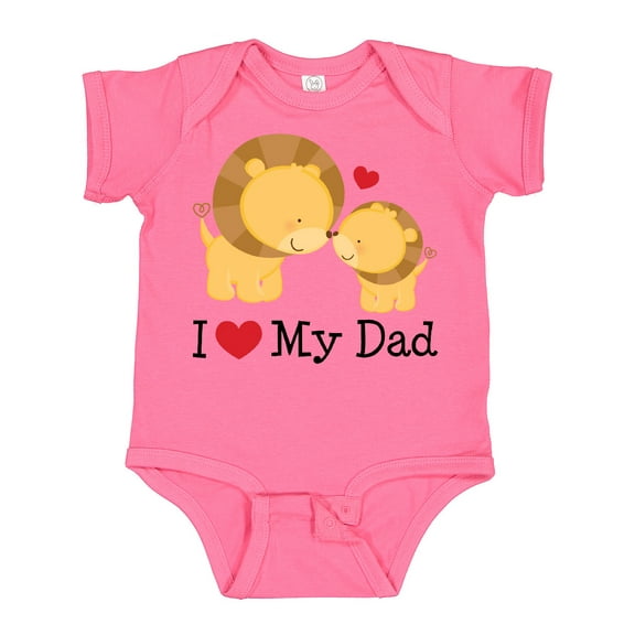 Inktastic I Heart My Dad Lion and Cub Boys or Girls Baby Bodysuit