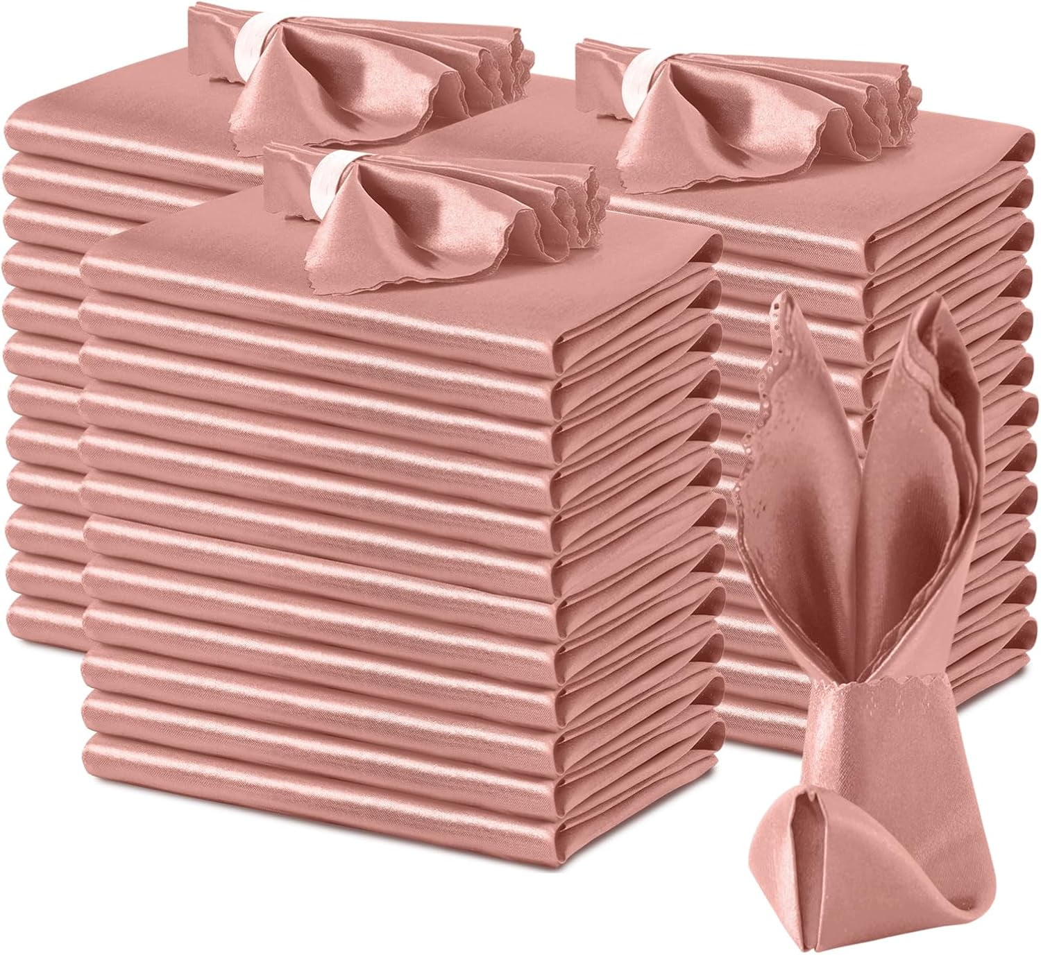 Burgundy Satin Napkins, 100 Pack, 17x17 Inch, Square, Wedding Napkins, Satin Fabric, Luxury, Reusable, Machine Washable